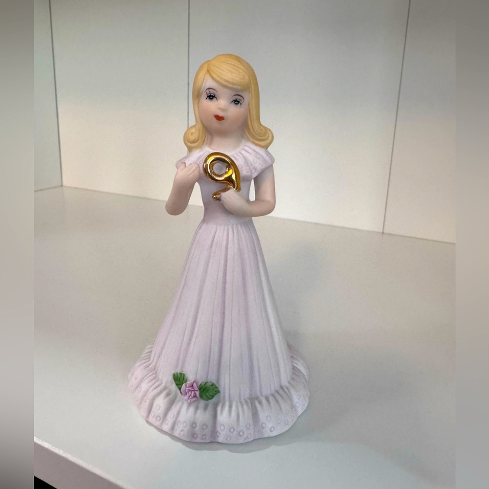Enesco Growing Up Girls Age 9 Blonde Vintage Figurine Vintage Hallmark Decor